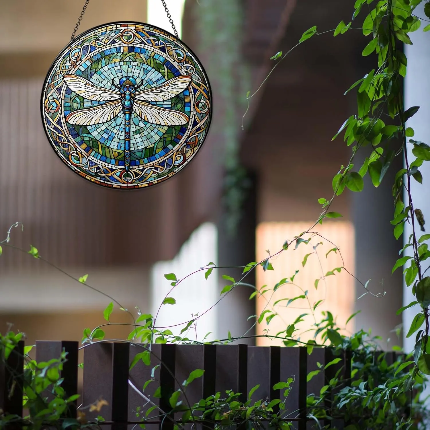 Dragonfly Stained Glass Window Hanging Sun Catcher Dragonfly Gifts for Women Wall Decor Handmade Sun Catcher Decoration for Garden Home Housewarming Gifts