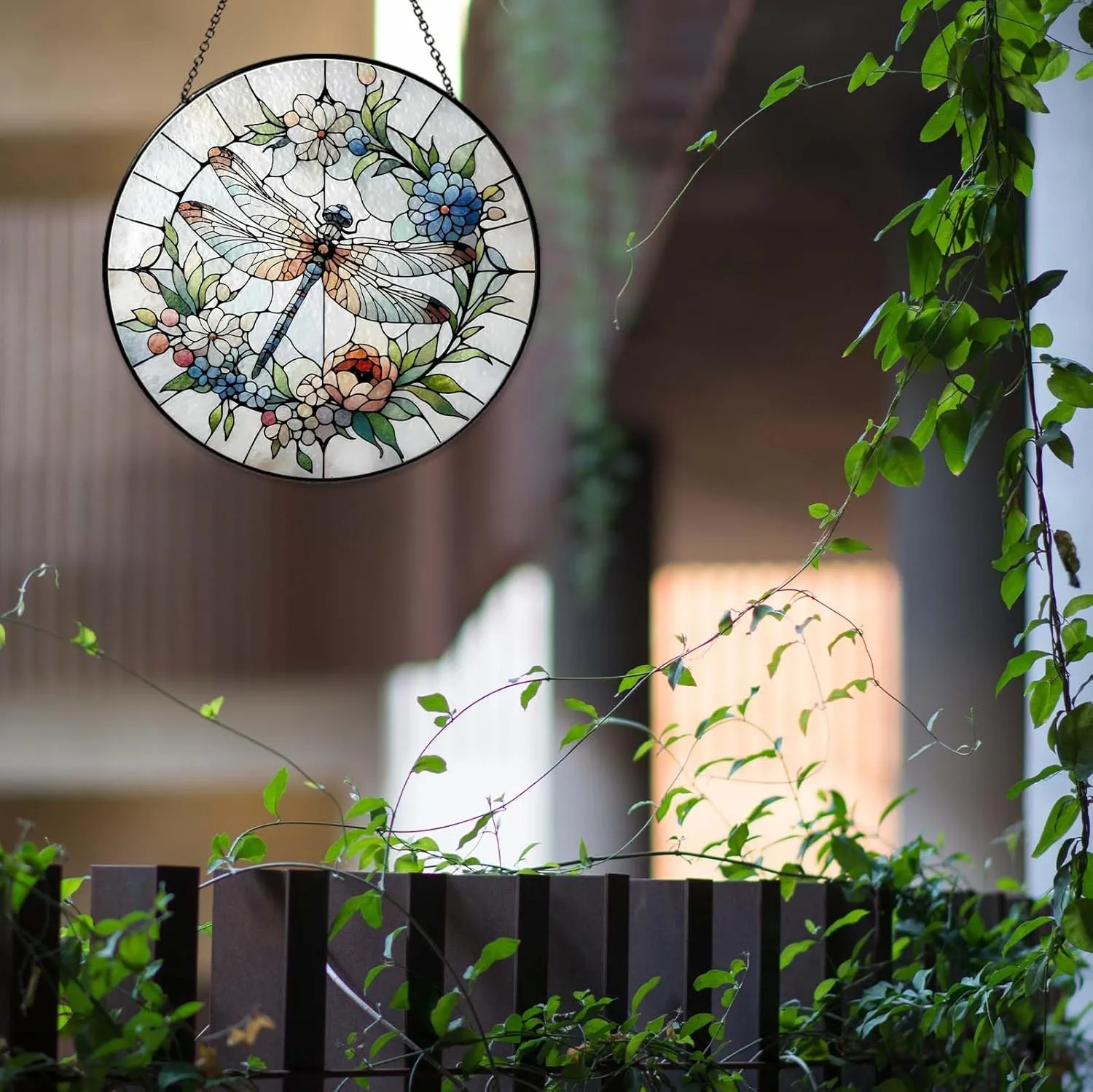 Dragonfly Sun Catcher Stained Glass Window Hanging Sun Catchers Indoor Window Dragonfly Gifts for Women Wall Decor Handmade SunCatcher Decoration for Garden Home Housewarming Gifts
