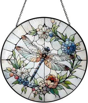 Dragonfly Sun Catcher Stained Glass Window Hanging Sun Catchers Indoor Window Dragonfly Gifts for Women Wall Decor Handmade SunCatcher Decoration for Garden Home Housewarming Gifts