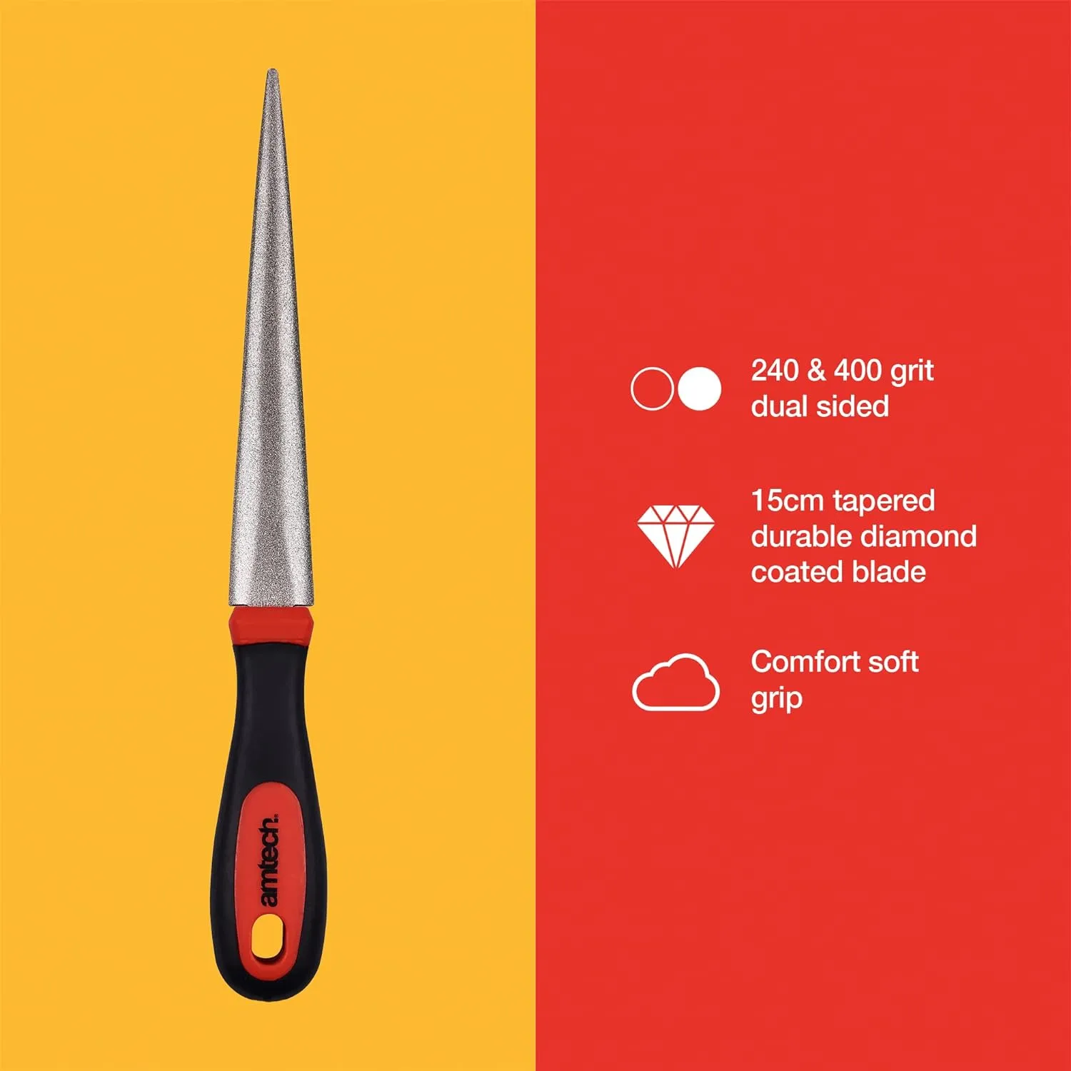 E2556 Diamond Sharpening File for Scissors, Knives and Garden Tools, 2-Sided Flat and Curved