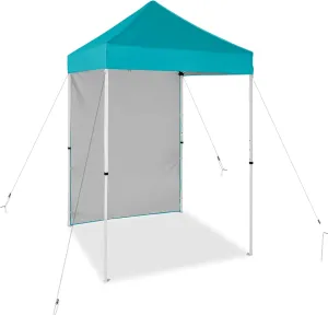 EAGLE PEAK Pop up Canopy 5x5, Outdoor Portable Canopy Tent with One Removable Sunwall, Carry Bag Included, Turquoise