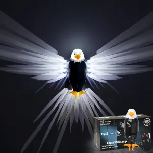 Eagle Wall Light, American Bald eagle light with Eagle Sound, Magnetic Wall Mounted LED eagle night light with Remote Control, USB Charging, eagle lamp wall for Bedroom, Living Room, Hallway (Black)