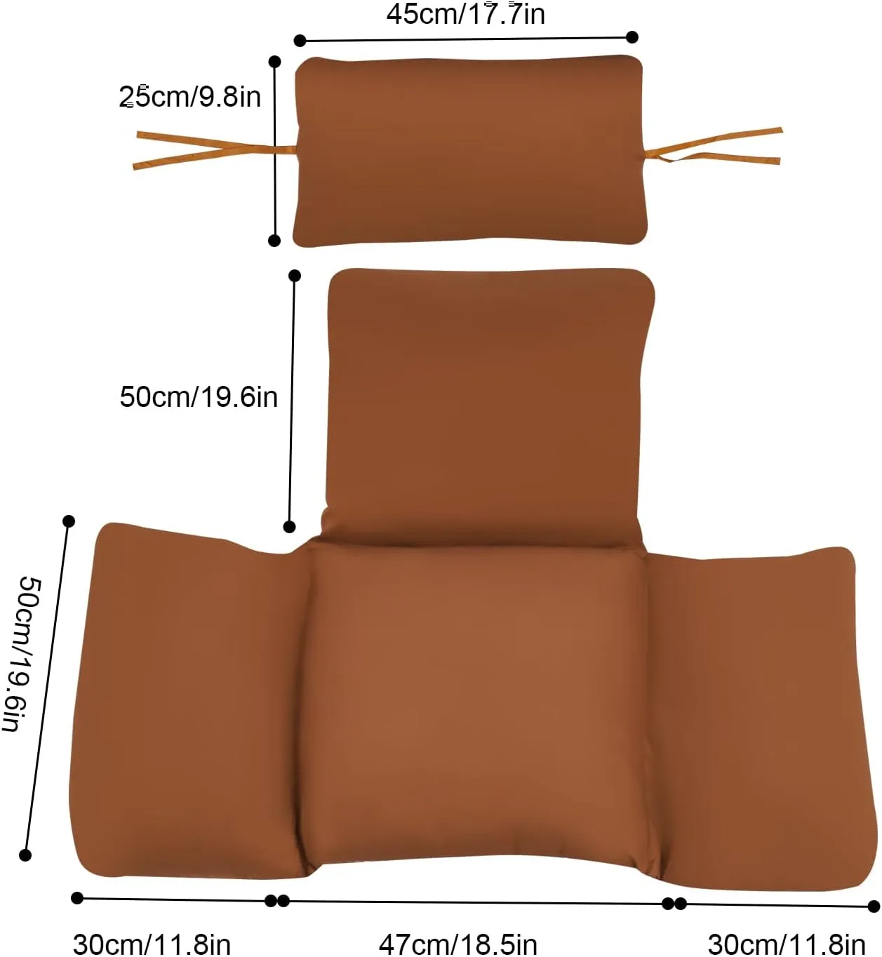 Egg Chair Cushion, Thickened Hanging Basket Swing Cushion with Headrest, Hanging Egg Chair Cushion,PP Cotton Filling Material/Excellent Resilience,for Backyard/Deck/Garden/Outdoor (Coffee)