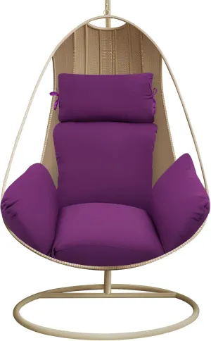 Egg Chair Cushion, Thickened Hanging Basket Swing Cushion with Headrest, Hanging Egg Chair Cushion,PP Cotton Filling Material/Excellent Resilience,for Backyard/Deck/Garden/Outdoor (Purple)