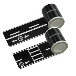 EKIND Play Tape Black Road 16.4 Foot X 2 Inch Straight Track Road Tape for Toy Car DIY Traffic Road Adhesive Removable Tape (2 Rolls, Highway)