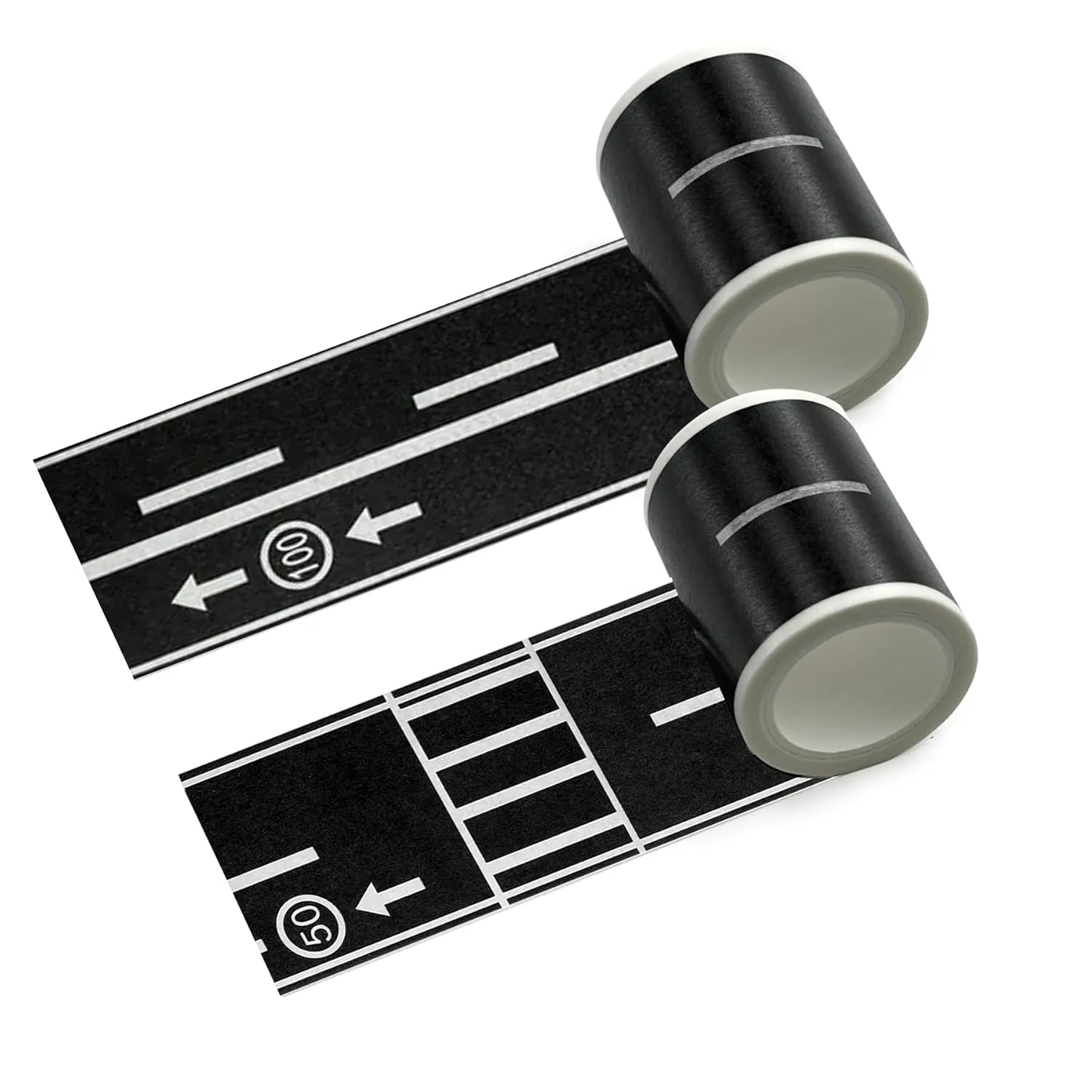 EKIND Play Tape Black Road 16.4 Foot X 2 Inch Straight Track Road Tape for Toy Car DIY Traffic Road Adhesive Removable Tape (2 Rolls, Highway)