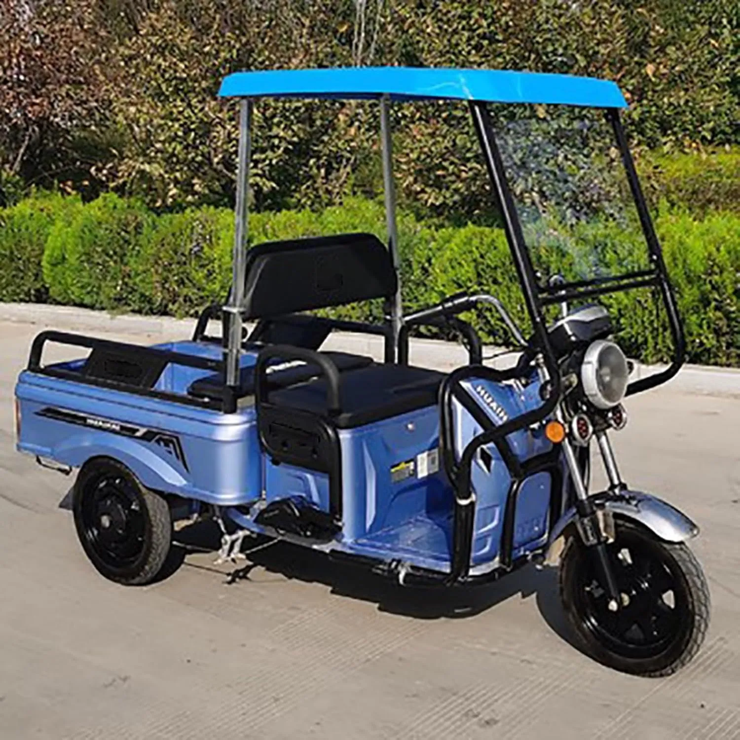 Electric Tricycle Protective Cover for All Sanbengzi, Sanbengzi Awning for Rain Sun Snow Proof, Tricycle Frame Canopy with Reflective Strips(Dark Blue,43.3inch/110cm Wide)
