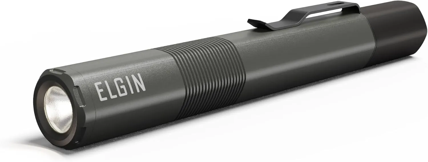 Elgin Firebolt Inspection LED Flashlight, 100 Lumens Compact Pocket Work Light with Magnetic Mount and Rubber Bite Grip, Heavy-Duty IP66-Rated EDC Pen Light for Mechanics, Contractors and DIY Projects