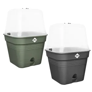 Elho Square Growpot Water Reservoir Ventilated Cover Home Garden