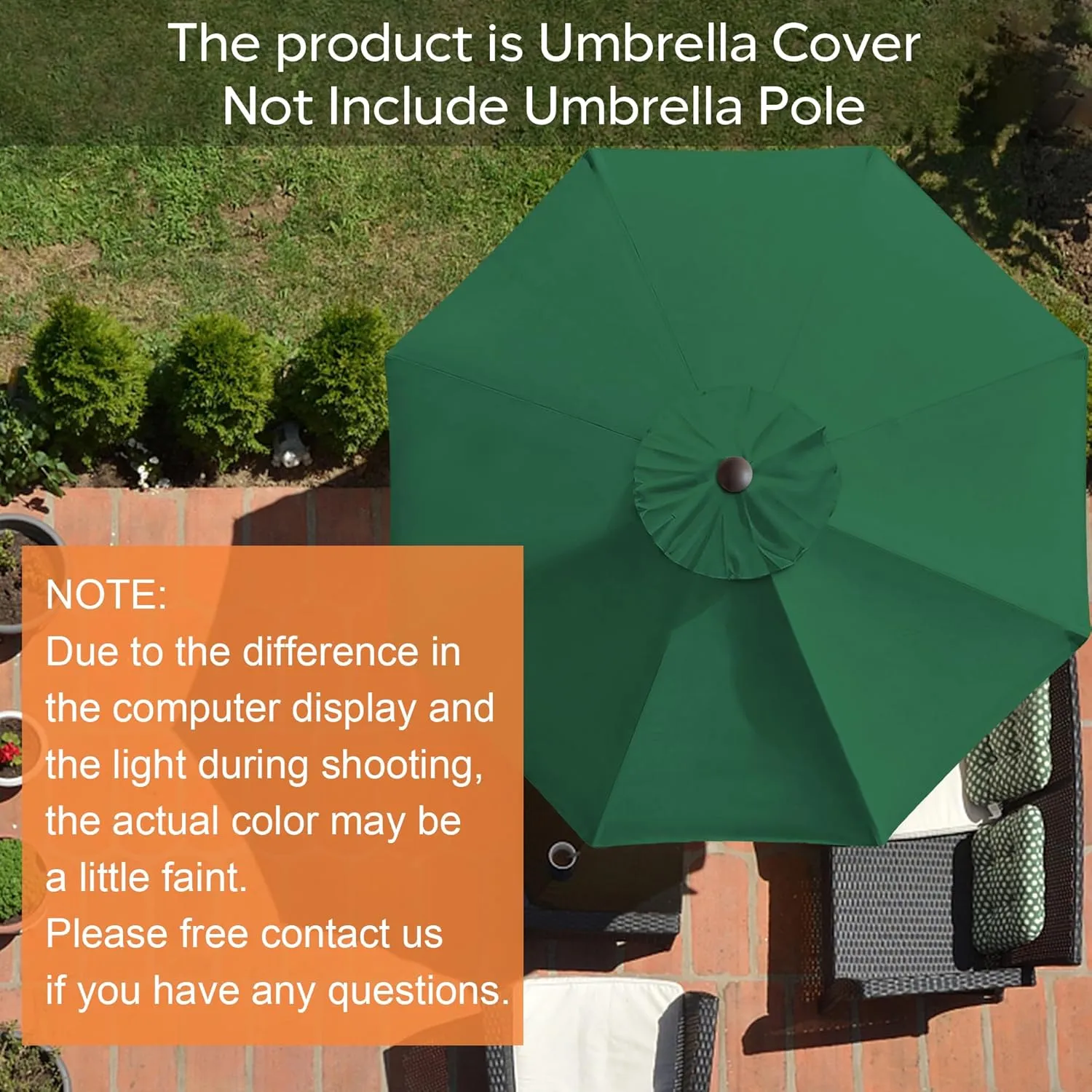 EliteShade USA 9FT Patio Umbrella Replacement Covers 8 Ribs Market Umbrella Canopy Cover (CANOPY ONLY) (Forest Green)