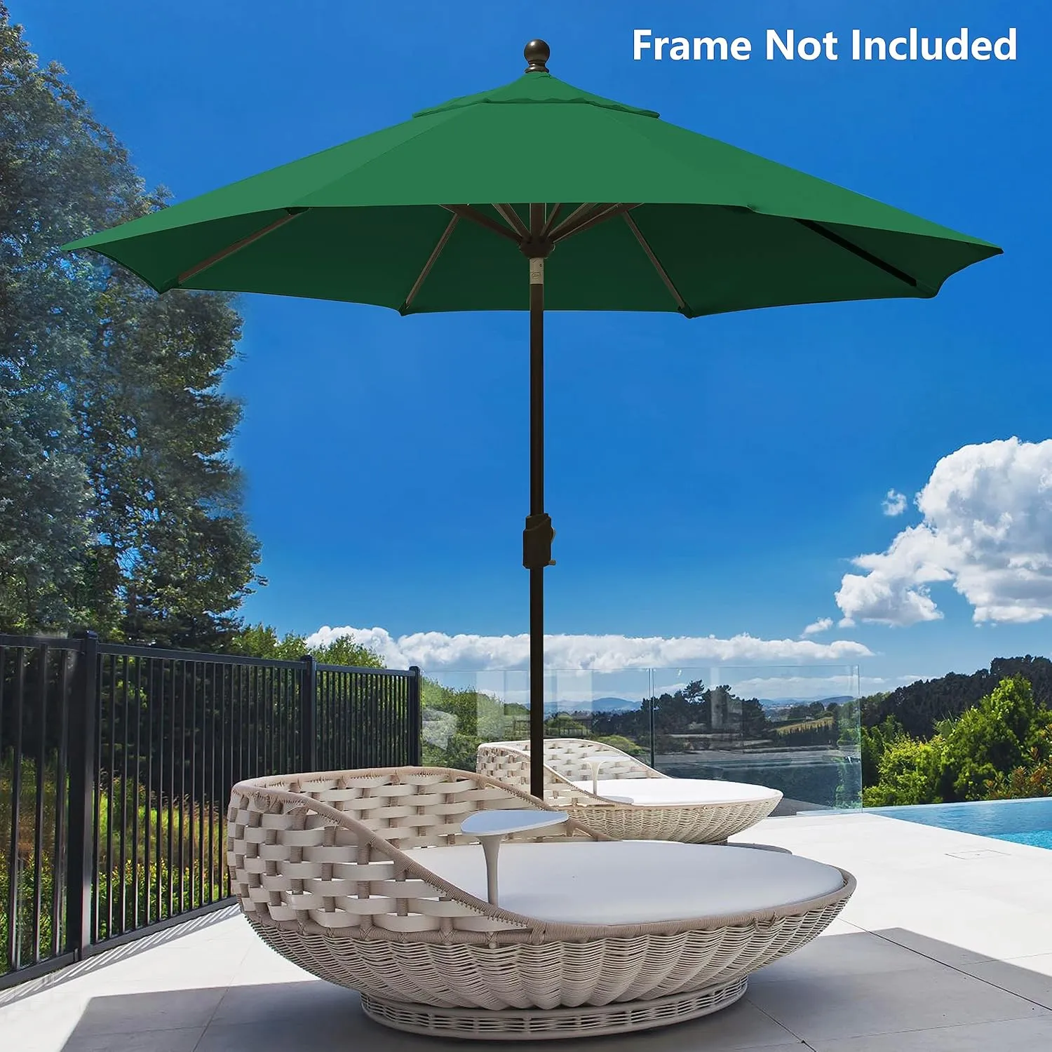 EliteShade USA 9FT Patio Umbrella Replacement Covers 8 Ribs Market Umbrella Canopy Cover (CANOPY ONLY) (Forest Green)