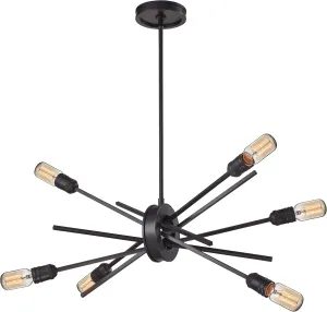 Elk Home Xenia 6-Light Chandelier - Oil Rubbed Bronze, 22-inch Wide, Adjustable Contemporary Modern Farmhouse, Sloped Ceiling Compatible, Dimmable, Sputnik, Minimalist Industrial Lighting