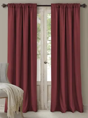 Elrene Home Fashions Cachet 3-in-1 Blackout Energy Efficient Lined Rod Pocket Window Curtain Drape Panel, 52" x 108", Brick