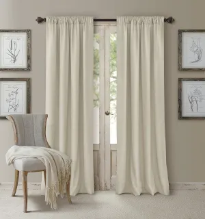 Elrene Home Fashions Cachet 3-in-1 Blackout Energy Efficient Lined Rod Pocket Window Curtain Drape Panel, 52" x 108", Ivory