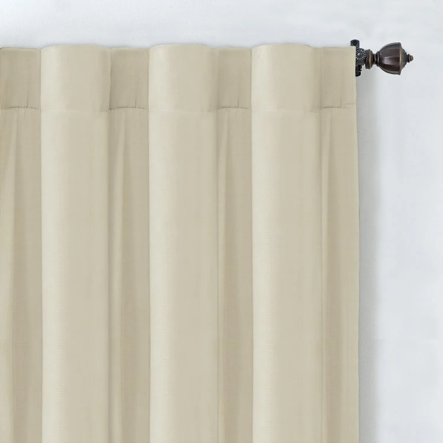 Elrene Home Fashions Cachet 3-in-1 Blackout Energy Efficient Lined Rod Pocket Window Curtain Drape Panel, 52" x 108", Ivory