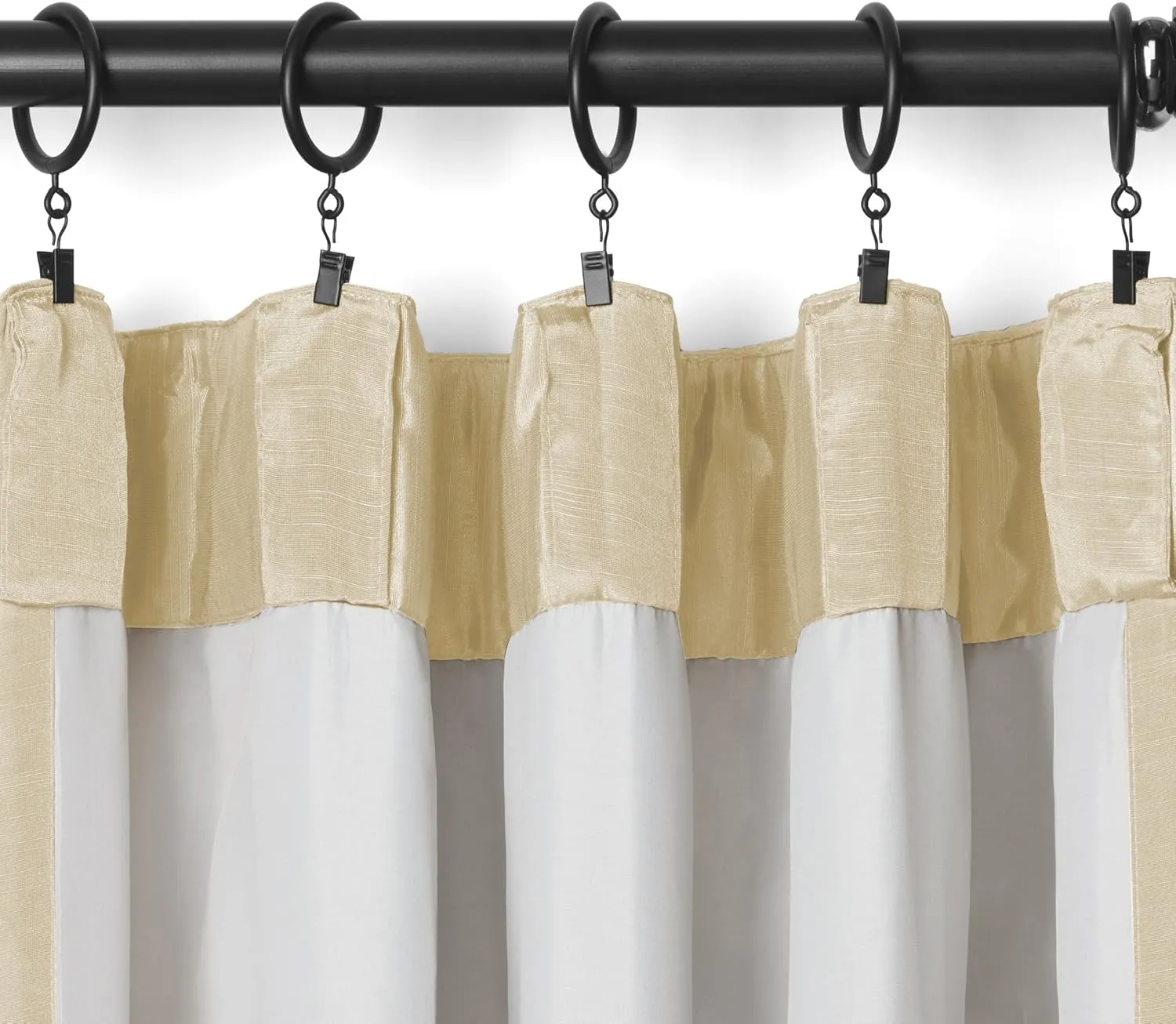 Elrene Home Fashions Cachet 3-in-1 Blackout Energy Efficient Lined Rod Pocket Window Curtain Drape Panel, 52" x 108", Ivory