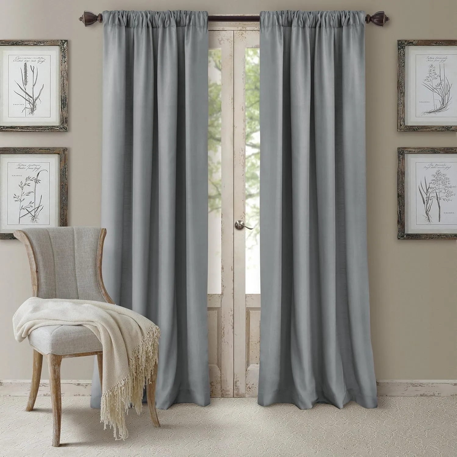 Elrene Home Fashions Cachet - Hang 3 Ways - Energy Efficient Lined Rod Pocket Window Curtain Drape Panel, 52" x 95", Blue (1 Panel)