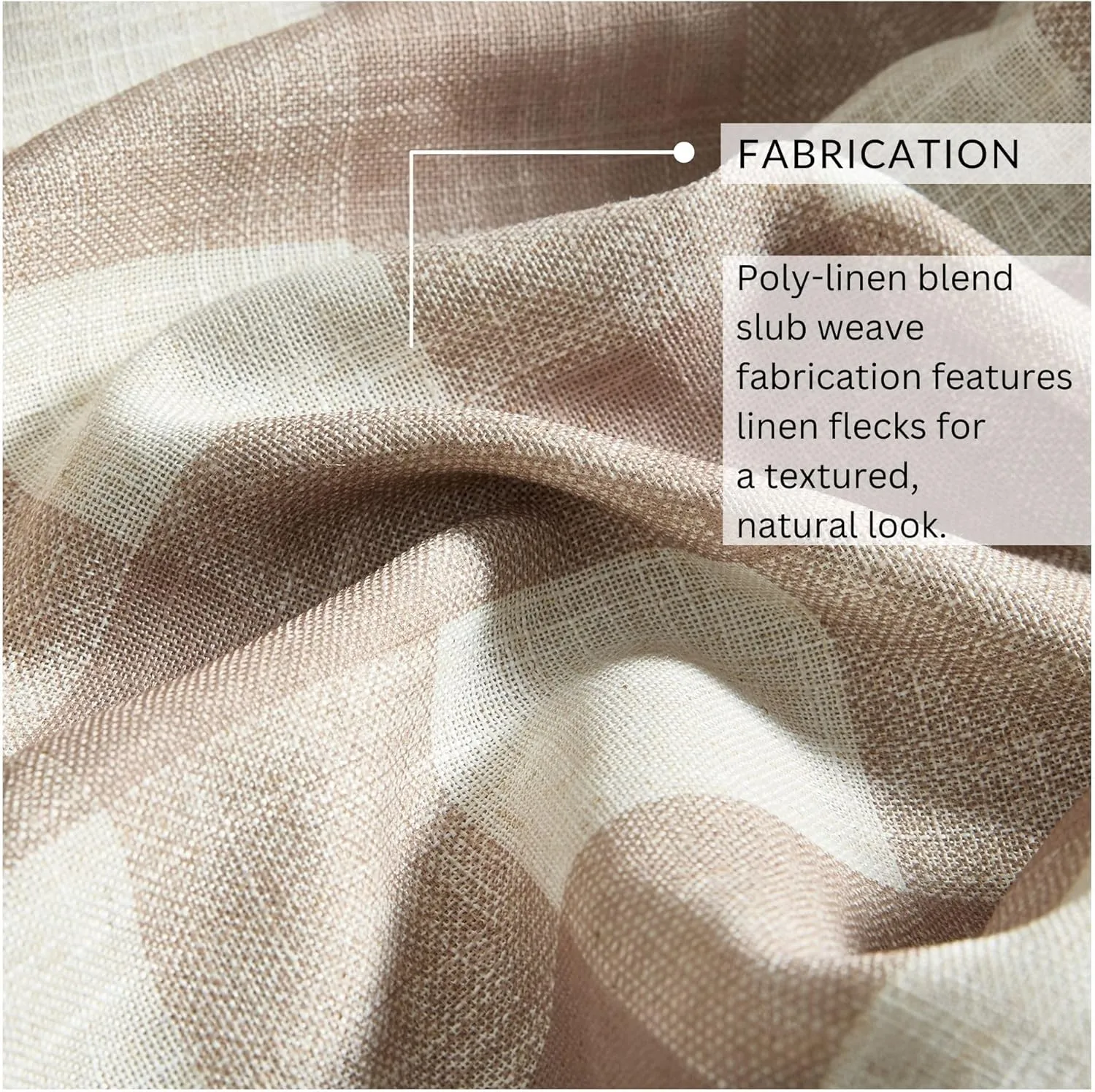 Elrene Home Fashions Farmhouse Living Grainger Buffalo-Check Blackout Window Curtain, Living Room and Bedroom Drape with Rod Pocket Tabs, 52" x 84", Linen, 1 Panel