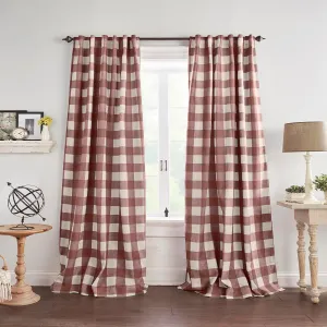 Elrene Home Fashions Farmhouse Living Grainger Buffalo-Check Blackout Window Curtain, Living Room and Bedroom Drape with Rod Pocket Tabs, 52" x 95", Red, 1 Panel