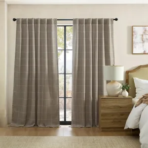 Elrene Home Fashions Sawyer Windowpane Plaid Blackout Window Curtain Panel with Rod Pocket/Back Tabs for Living Room/Bedroom/Office, 52"x84", Taupe