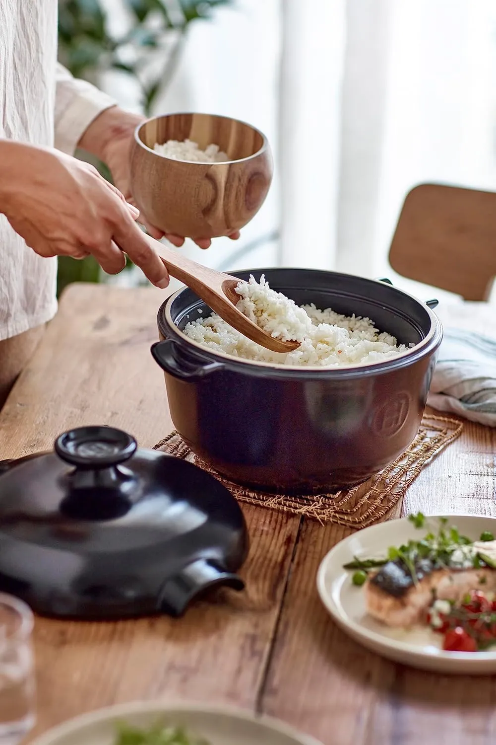 Emile Henry 2.5 qt Rice Pot, Charcoal