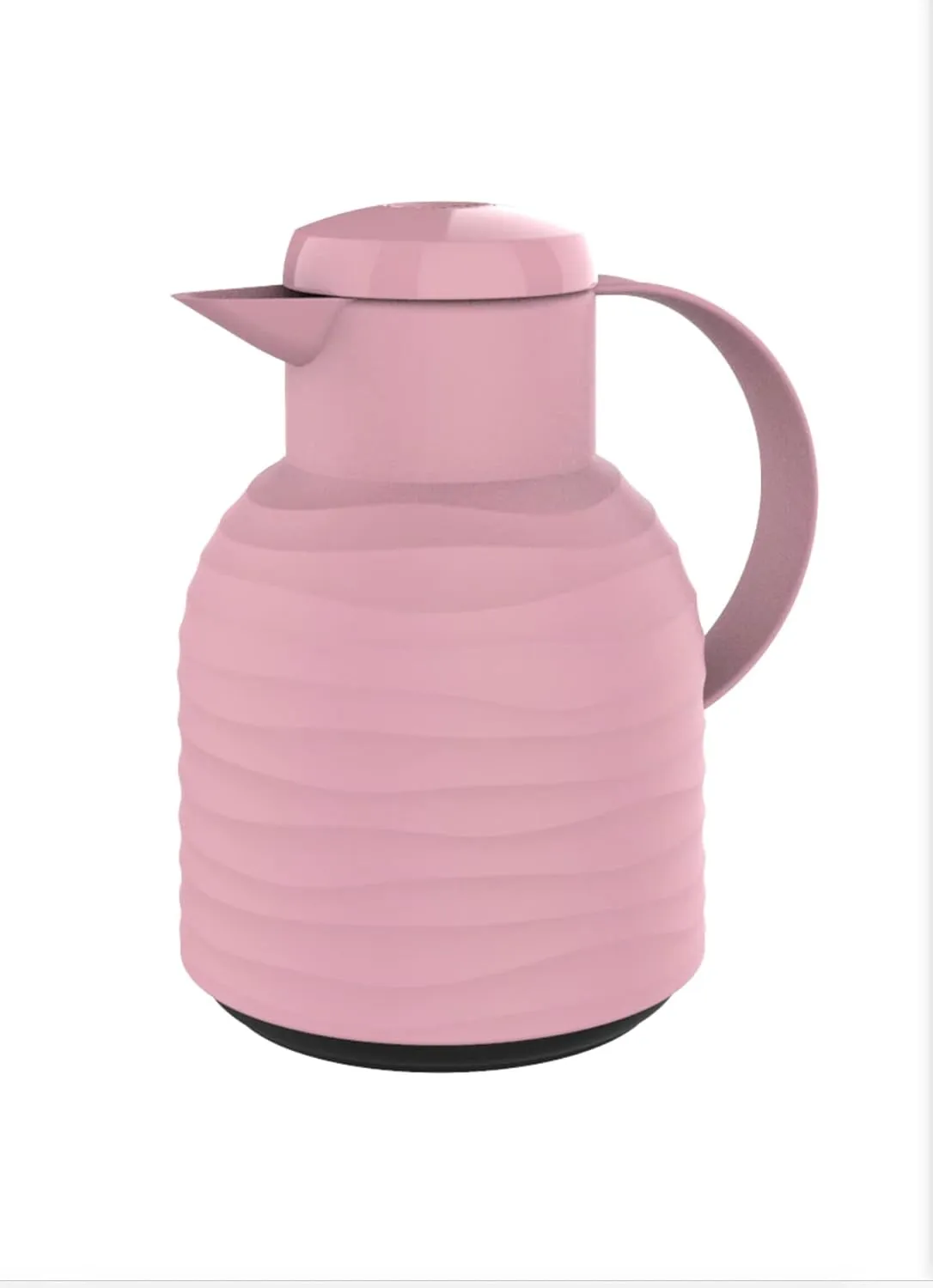 Emsa Samba Wave Insulated Jug Quick-Press Plastic Glass Insulated Flask Coffee Pot 12 Hours Hot / 24 Hours Cold 100% Leak-Proof Powder Pink 1.0 Litres