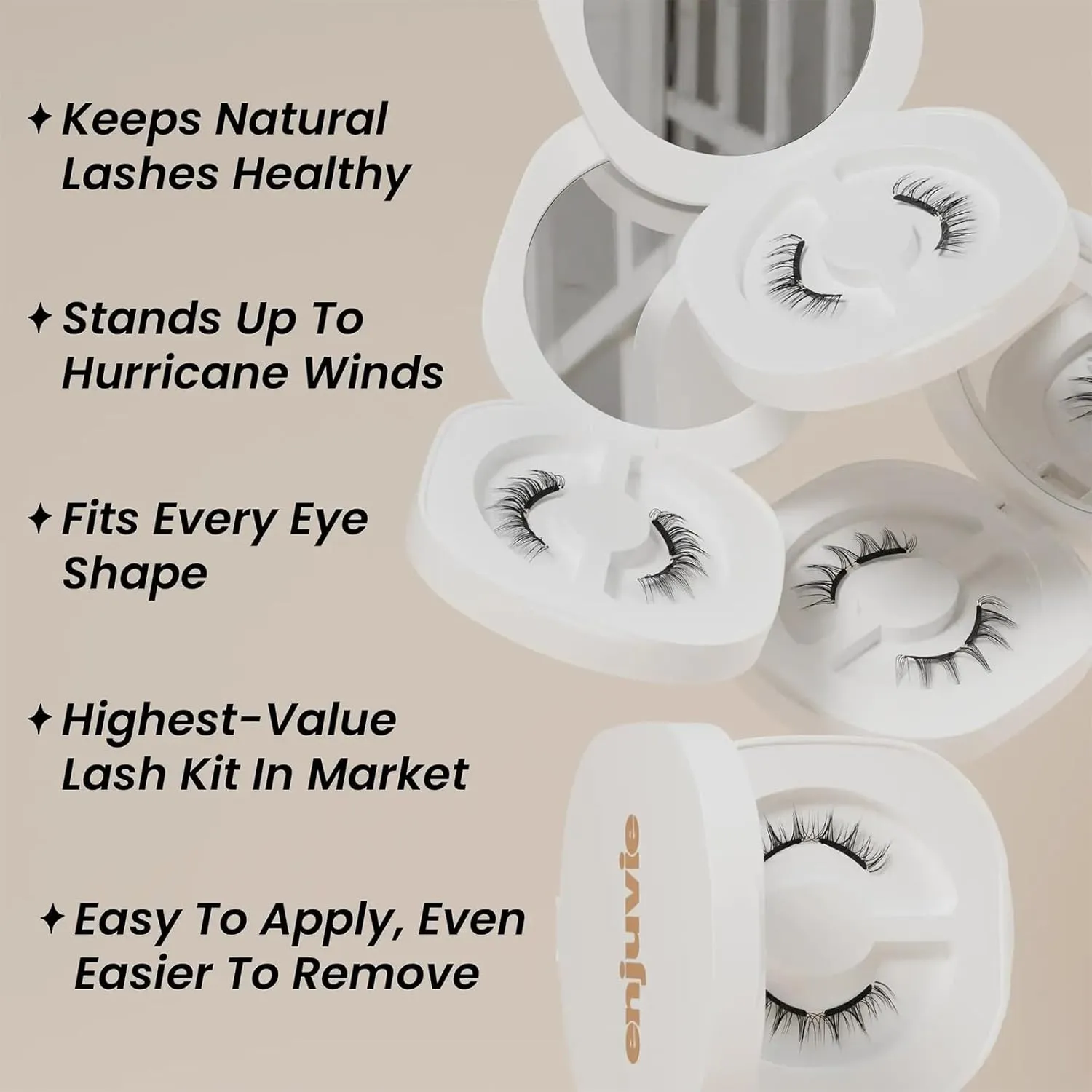 Enjuvie Magnetic Eyelashes 1 Pair Reusable, Reusable No Glue/Remover, Easy to Wear, Comfortable & Skin-Friendly (SW05-SILKY black)