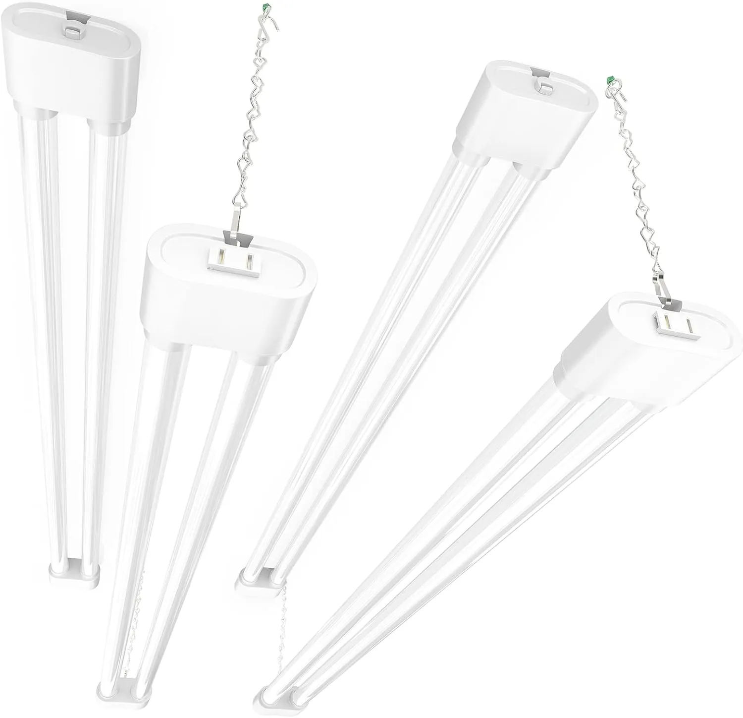 Ensenior 4 Pack Linkable Led Shop Light 4ft for Garage, 4400 High Lumens, 36W Equivalent 280W, 5000K Daylight, 48 Inch Utility Surface or Hanging Mount Fixtures, White, ETL Certified