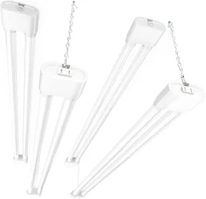 Ensenior 4 Pack Linkable Led Shop Light 4ft for Garage, 4400 High Lumens, 36W Equivalent 280W, 5000K Daylight, 48 Inch Utility Surface or Hanging Mount Fixtures, White, ETL Certified
