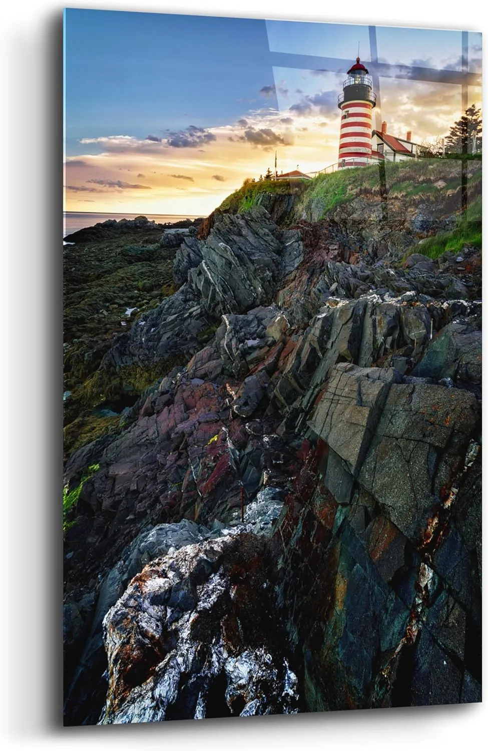 Epic Art 'Sunset At West Quoddy Head Light' by Rick Berk Acrylic Glass Wall Art, 12" x 16"