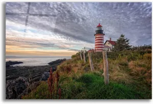 Epic Art 'West Quoddy Head Light Station' by Rick Berk Acrylic Glass Wall Art, 16" x 12"