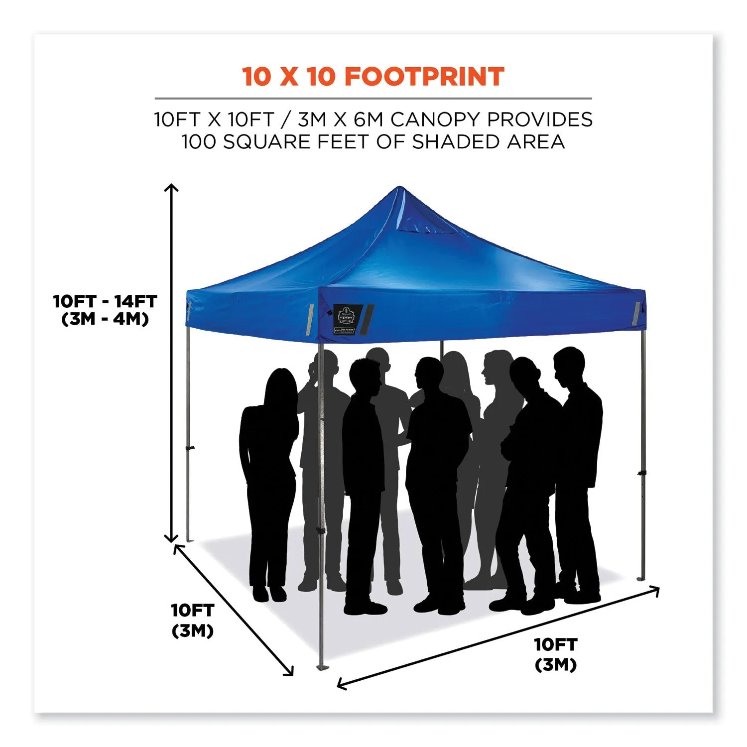 ergodyne® Shax 6000 Heavy-Duty Pop-Up Tent, Single Skin, 10 ft x 10 ft, Polyester/Steel, Blue