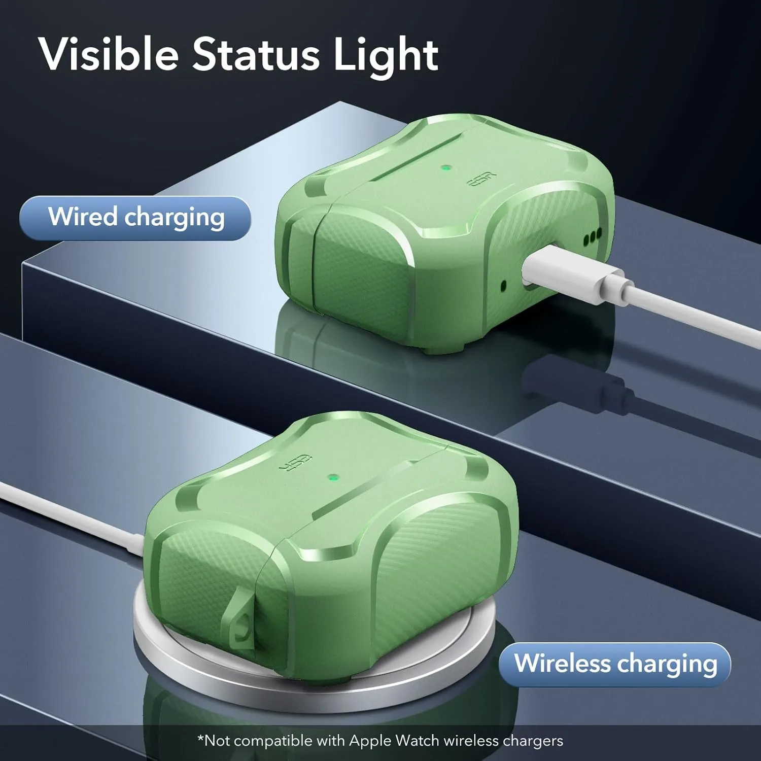 ESR for AirPods Pro 2nd Generation Case, Compatible with Airpods Pro Case 2nd/1st Gen (2023/2022/2019), Compatible with MagSafe, Powerful Drop Protection, Magnetic Lid with Cleaner Kit, Light Green