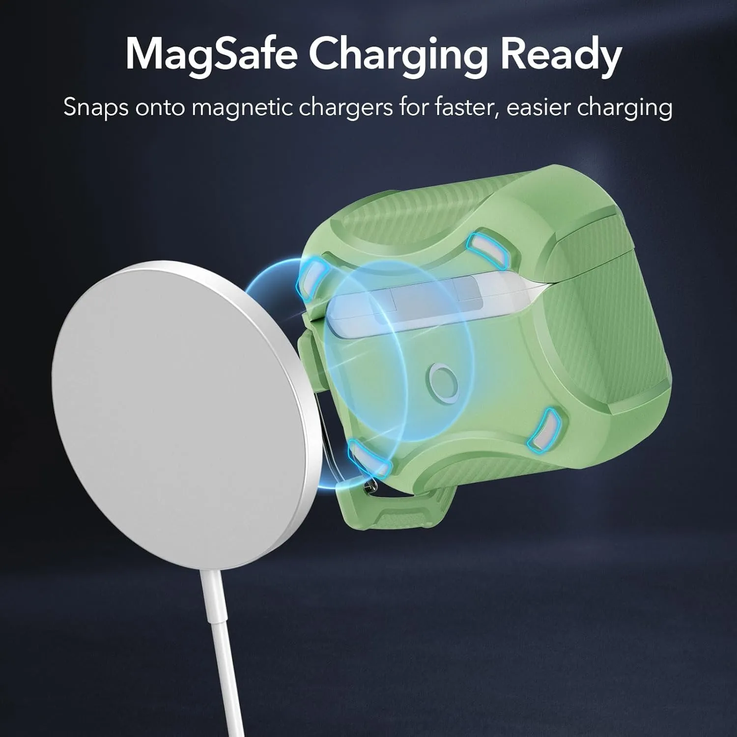 ESR for AirPods Pro 2nd Generation Case, Compatible with Airpods Pro Case 2nd/1st Gen (2023/2022/2019), Compatible with MagSafe, Powerful Drop Protection, Magnetic Lid with Cleaner Kit, Light Green