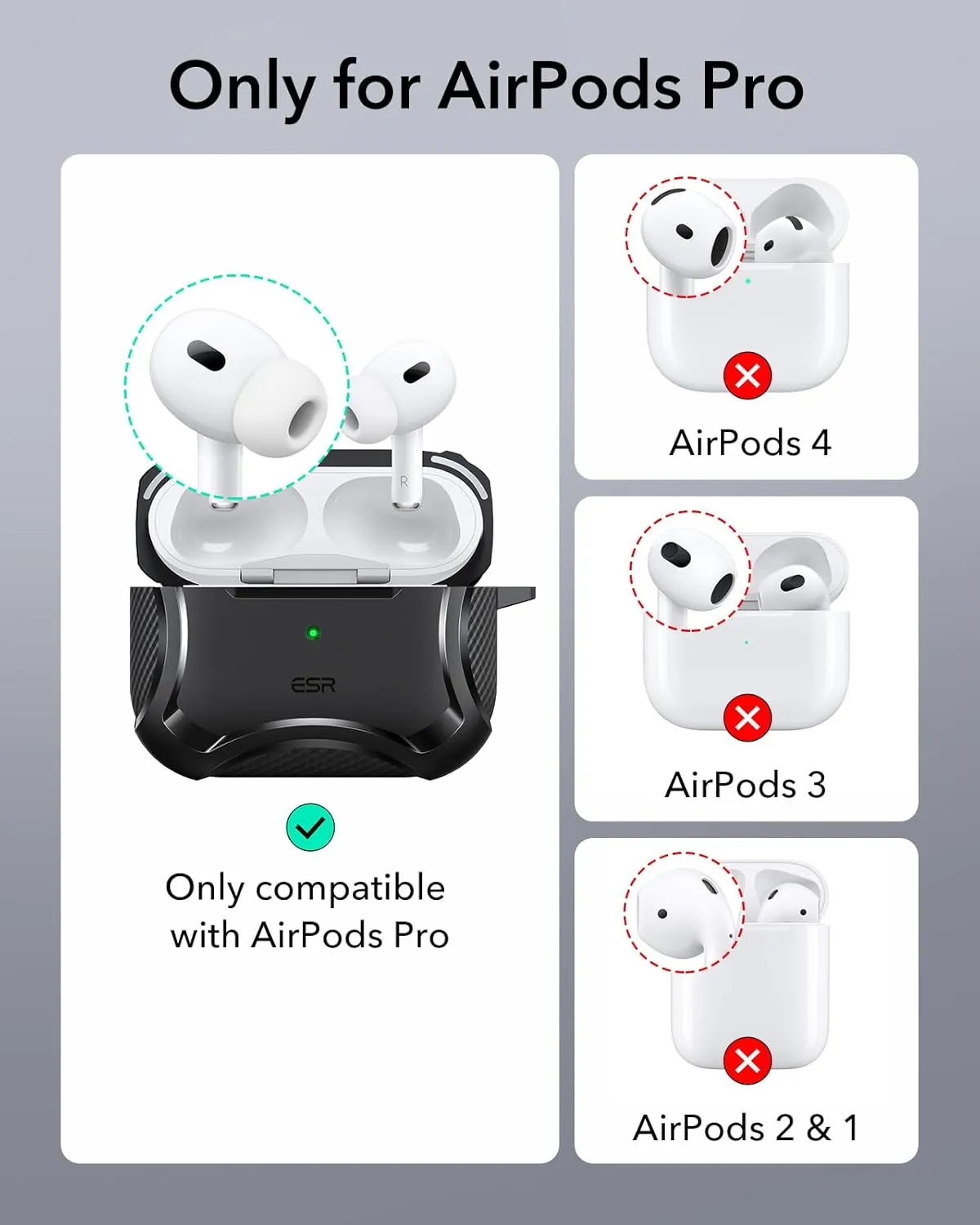 ESR for AirPods Pro 2nd Generation Case (HaloLock), Compatible with Airpods Pro Case 2nd/1st Gen (2023/2022/2019), Compatible with MagSafe, Powerful Drop Protection, Magnetic Lid, Black
