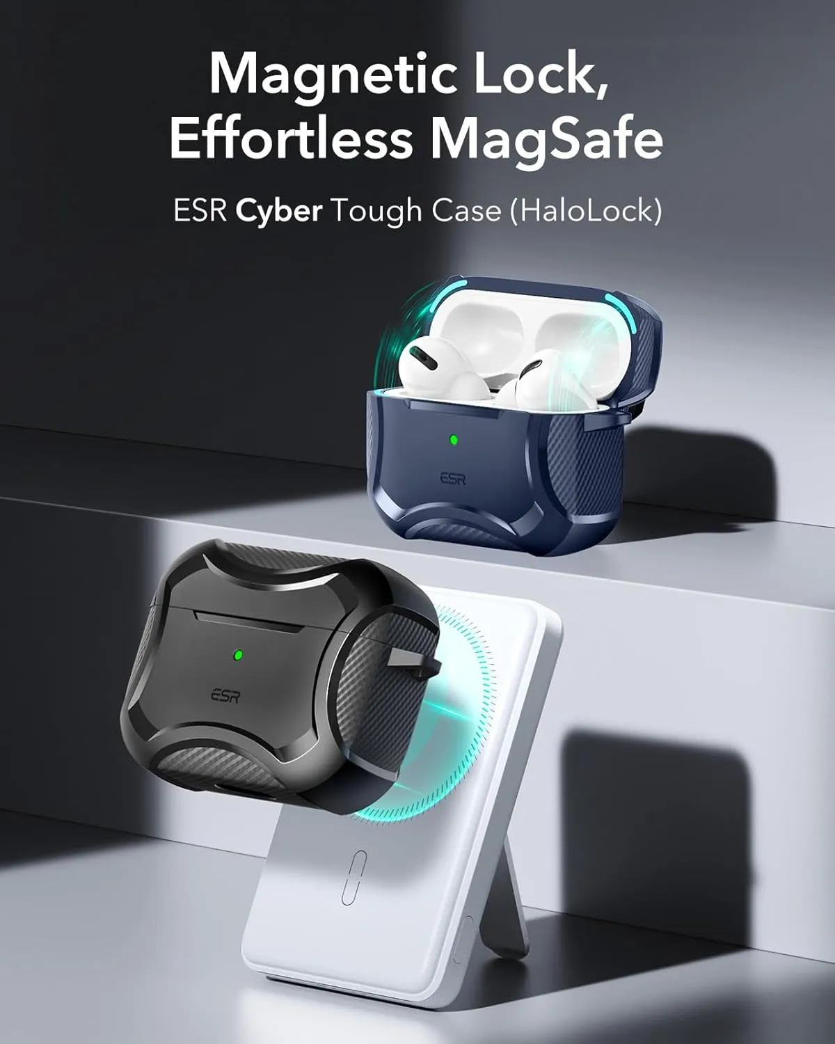 ESR for AirPods Pro 2nd Generation Case (HaloLock), Compatible with Airpods Pro Case 2nd/1st Gen (2023/2022/2019), Compatible with MagSafe, Powerful Drop Protection, Magnetic Lid, Black