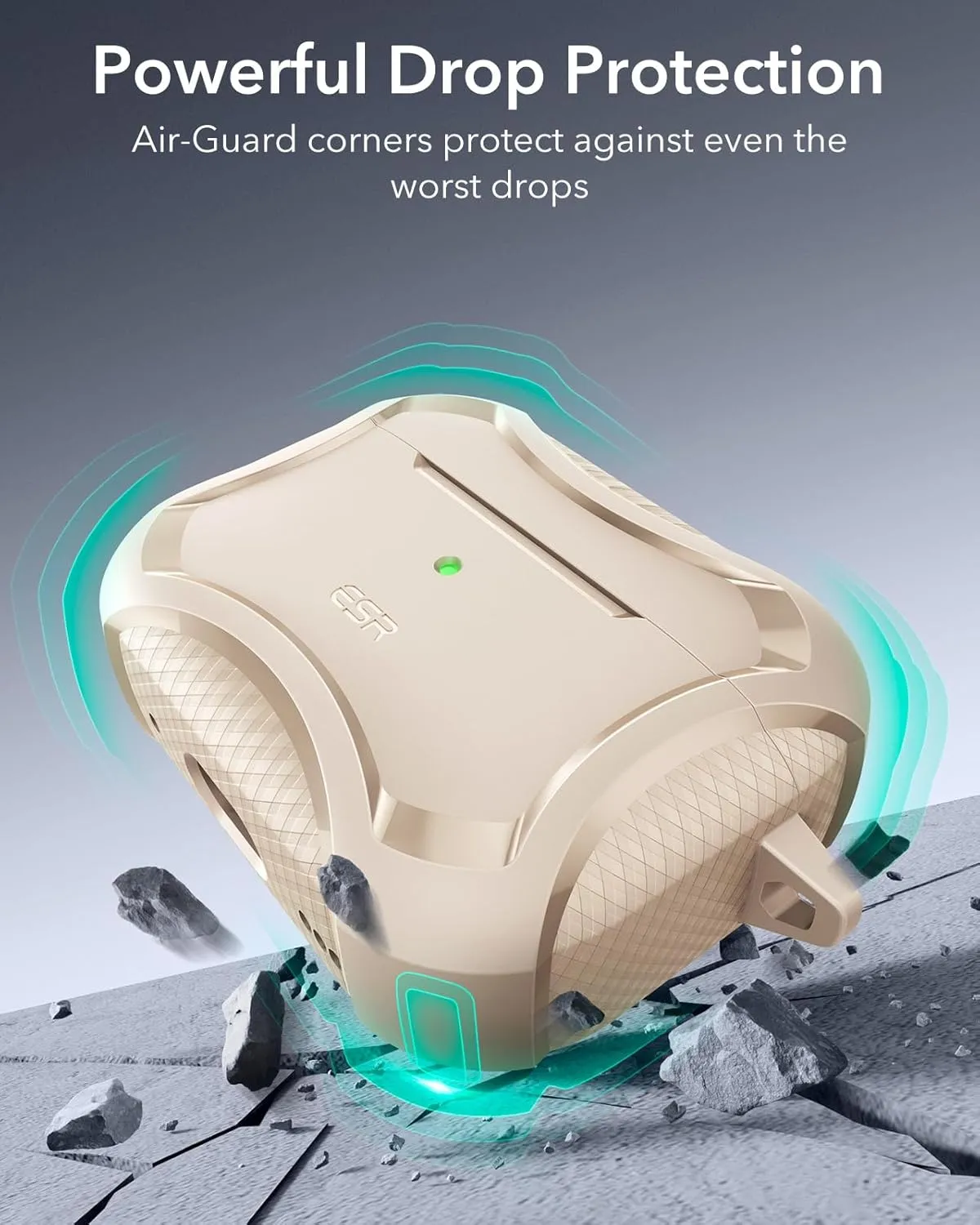 ESR for AirPods Pro 2nd Generation Case (HaloLock), Compatible with Airpods Pro Case 2nd/1st Gen (2023/2022/2019), Compatible with MagSafe, Powerful Drop Protection, Magnetic Lid, Desert Titanium