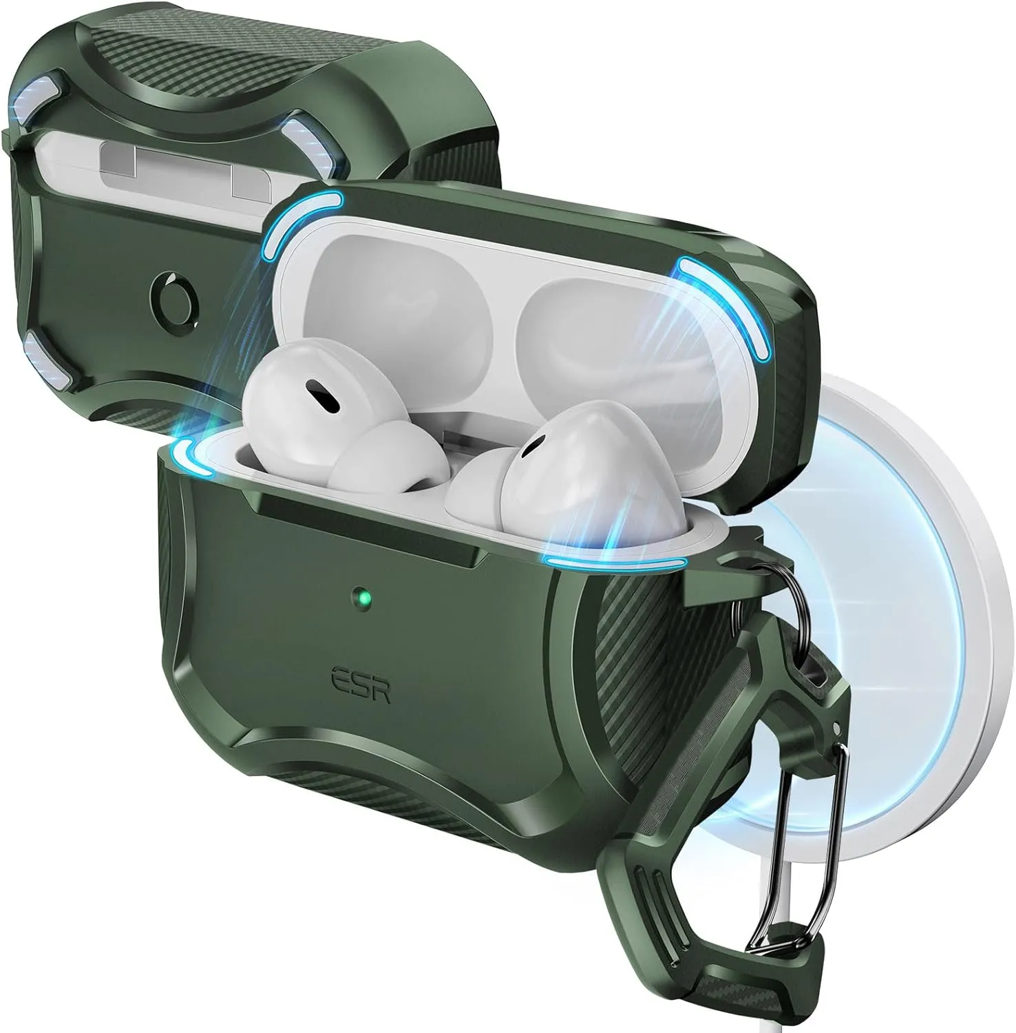 ESR for AirPods Pro 2nd Generation Case (HaloLock), Compatible with Airpods Pro Case 2nd/1st Gen (2023/2022/2019), Compatible with MagSafe, Powerful Drop Protection, Magnetic Lid, Green