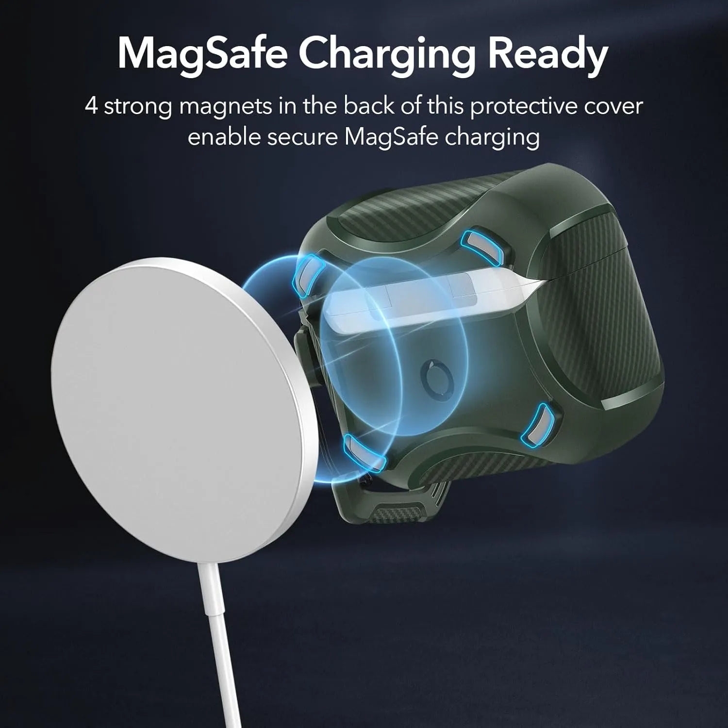 ESR for AirPods Pro 2nd Generation Case (HaloLock), Compatible with Airpods Pro Case 2nd/1st Gen (2023/2022/2019), Compatible with MagSafe, Powerful Drop Protection, Magnetic Lid, Green