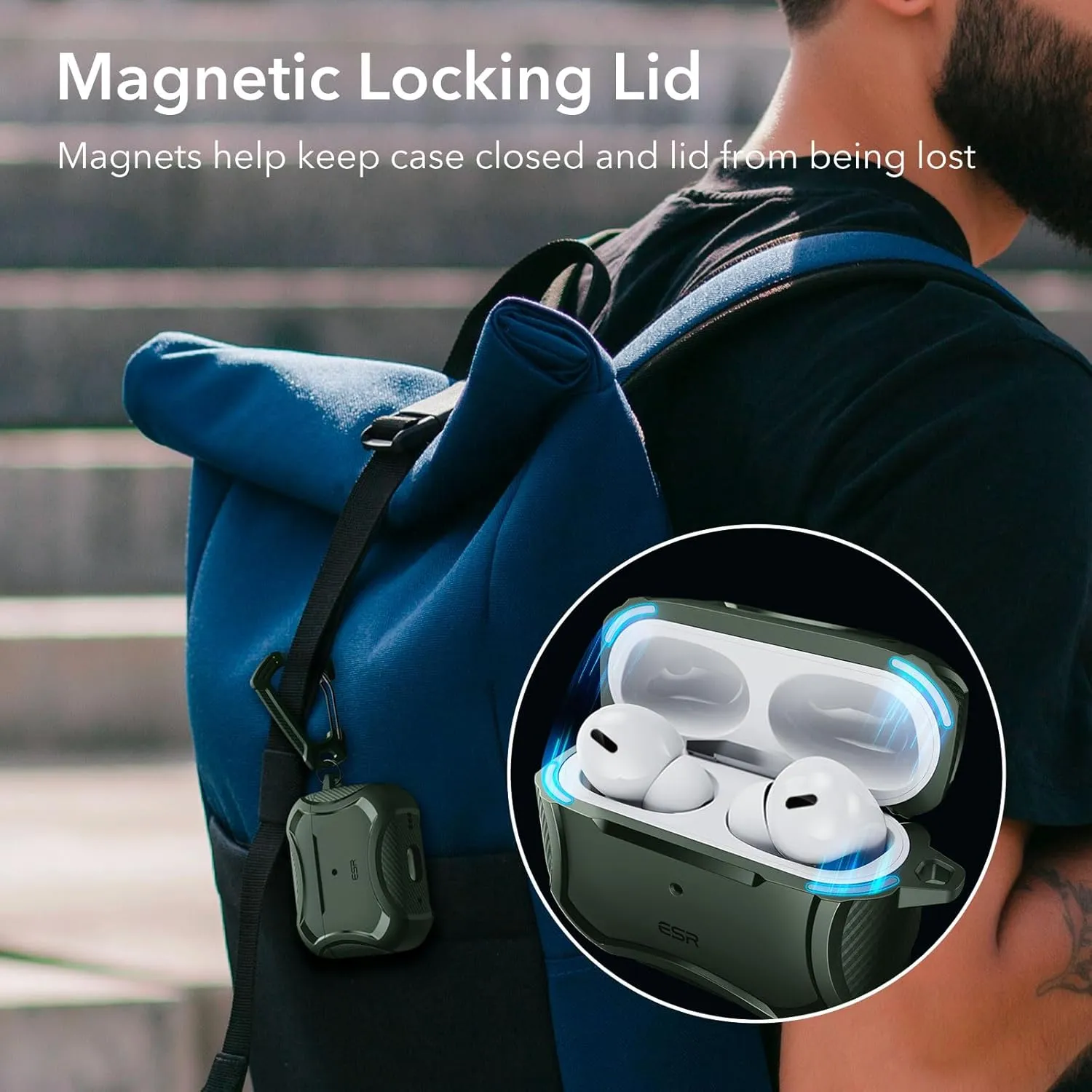 ESR for AirPods Pro 2nd Generation Case (HaloLock), Compatible with Airpods Pro Case 2nd/1st Gen (2023/2022/2019), Compatible with MagSafe, Powerful Drop Protection, Magnetic Lid, Green