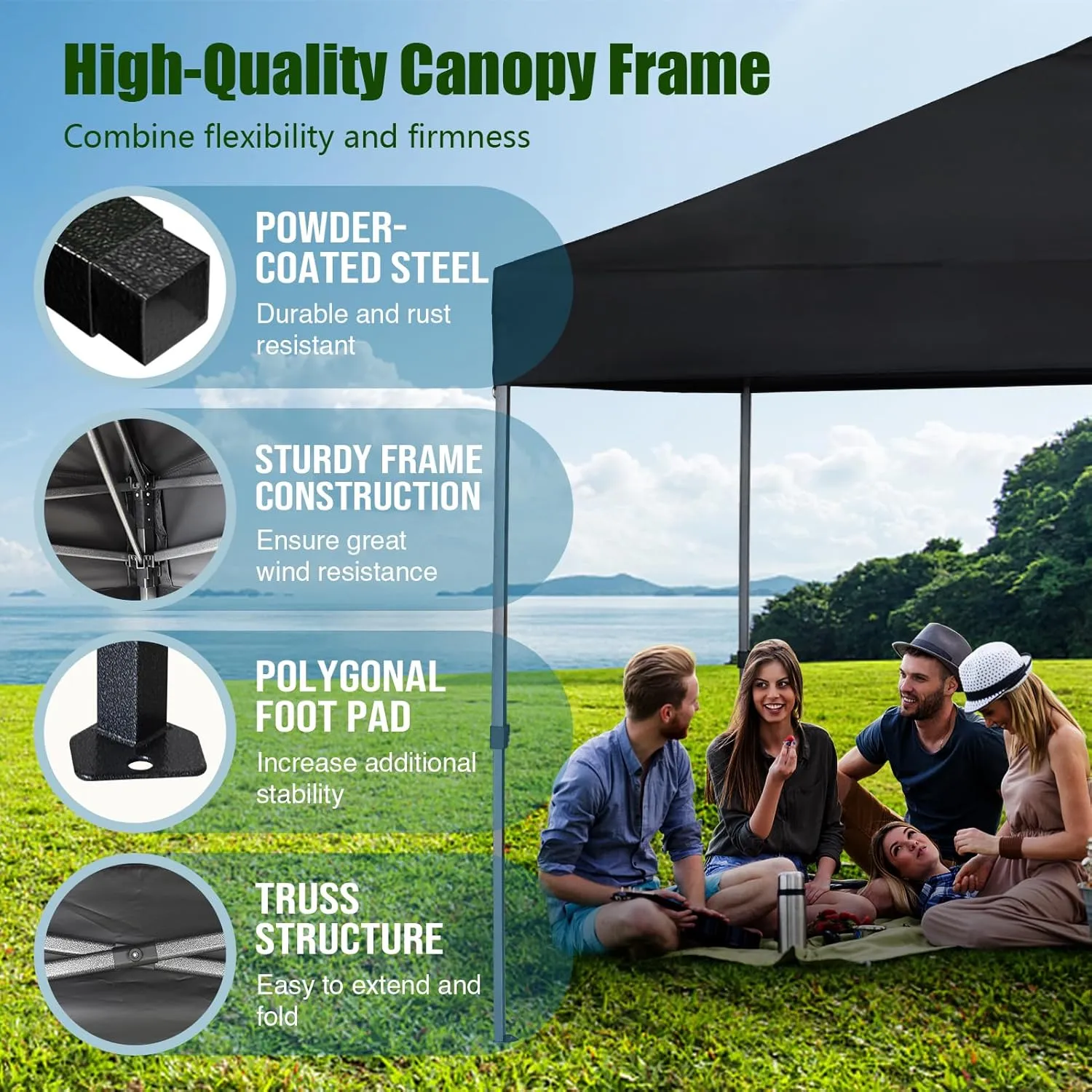 Eurmax USA NOMATTER ONE-Person Open&Close 10x10ft Pop Up Canopy Tent，Portable Shelter Canopy for Outdoor Events，Instant Canopies, Temporary Sunshade,Bonus 4 Sand Bags(Forest Green)