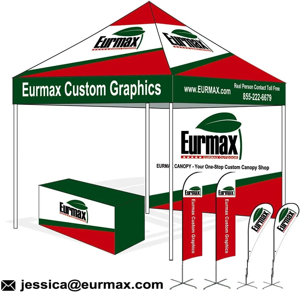 Eurmax USA Premium 10'x15' Pop-up Canopy Tent Party Tent Commercial Instant Canopies Shelter with Removable Sidewalls with Wheeled Carry Bag Bonus 4 Sand Bags(Gray)