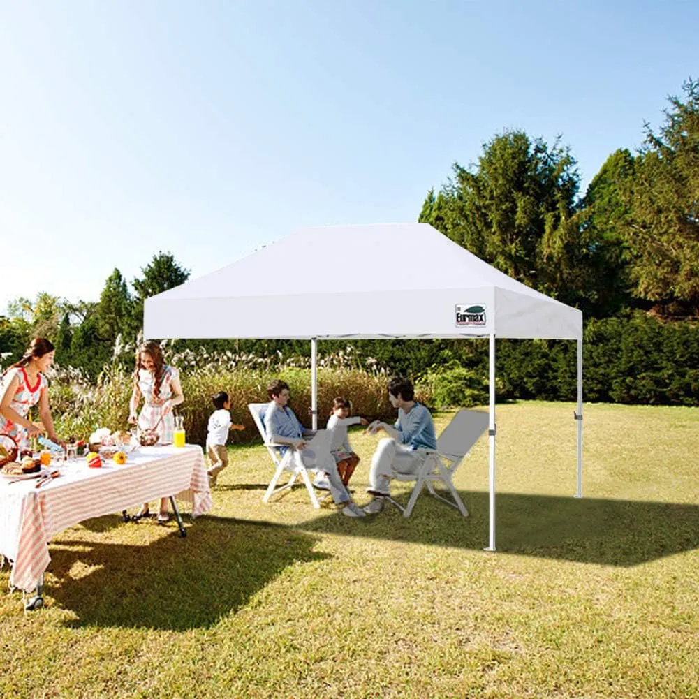 Eurmax USA Premium 10'x15' Pop-up Canopy Tent Party Tent Commercial Instant Canopies Shelter with Removable Sidewalls with Wheeled Carry Bag Bonus 4 Sand Bags(Gray)