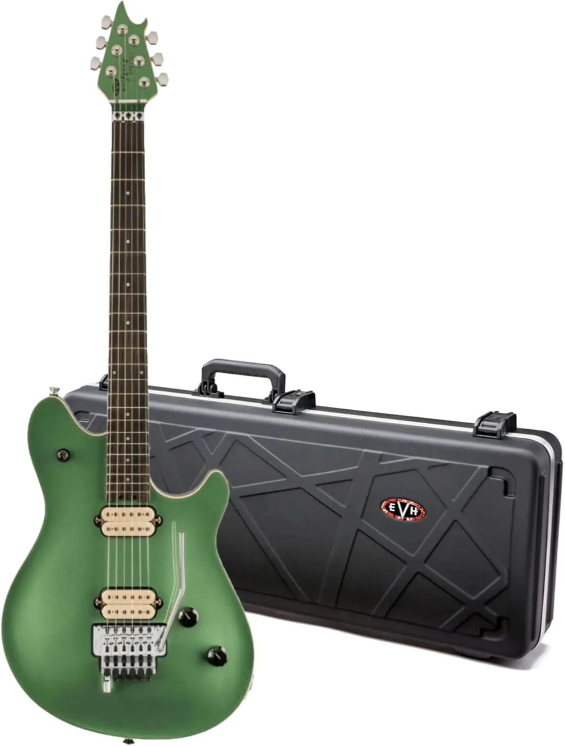 EVH Wolfgang Special 6-String Right-Handed Electric Guitar with Ebony Fingerboard (Pelham Green) Bundle with EVH Wolfgang Special Electric Guitar Weather-Resistant Hard Case (Black) (2 Items)
