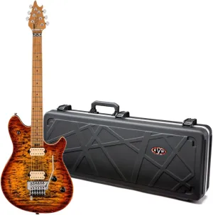 EVH Wolfgang Special QM 6-String Right-Handed Electric Guitar with Basswood Body (Tiger Eye Glow) Bundle with Wolfgang Special Solid Body Electric Guitar Weather-Resistant Hard Case (Black) (2 Items)