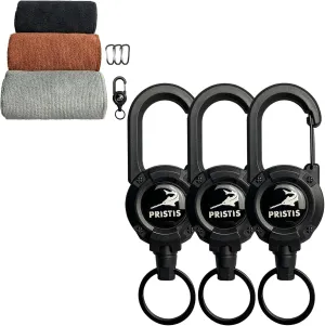 Exquisite Utility Fishing Tool Kit, 3 Pack Fishing Towels & 3 Pack Heavy Duty Zinger Retractor, Nice Gift for Family