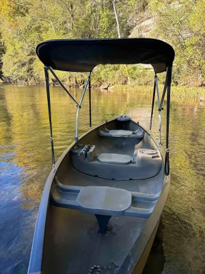 Extra Large Black Canoe/Kayak Sun Shade/Canopy Bimini Top - Perfect Umbrella for Kayaking, Canoeing, Fishing Awning to Block UV & Heat Rays and Rain Protection