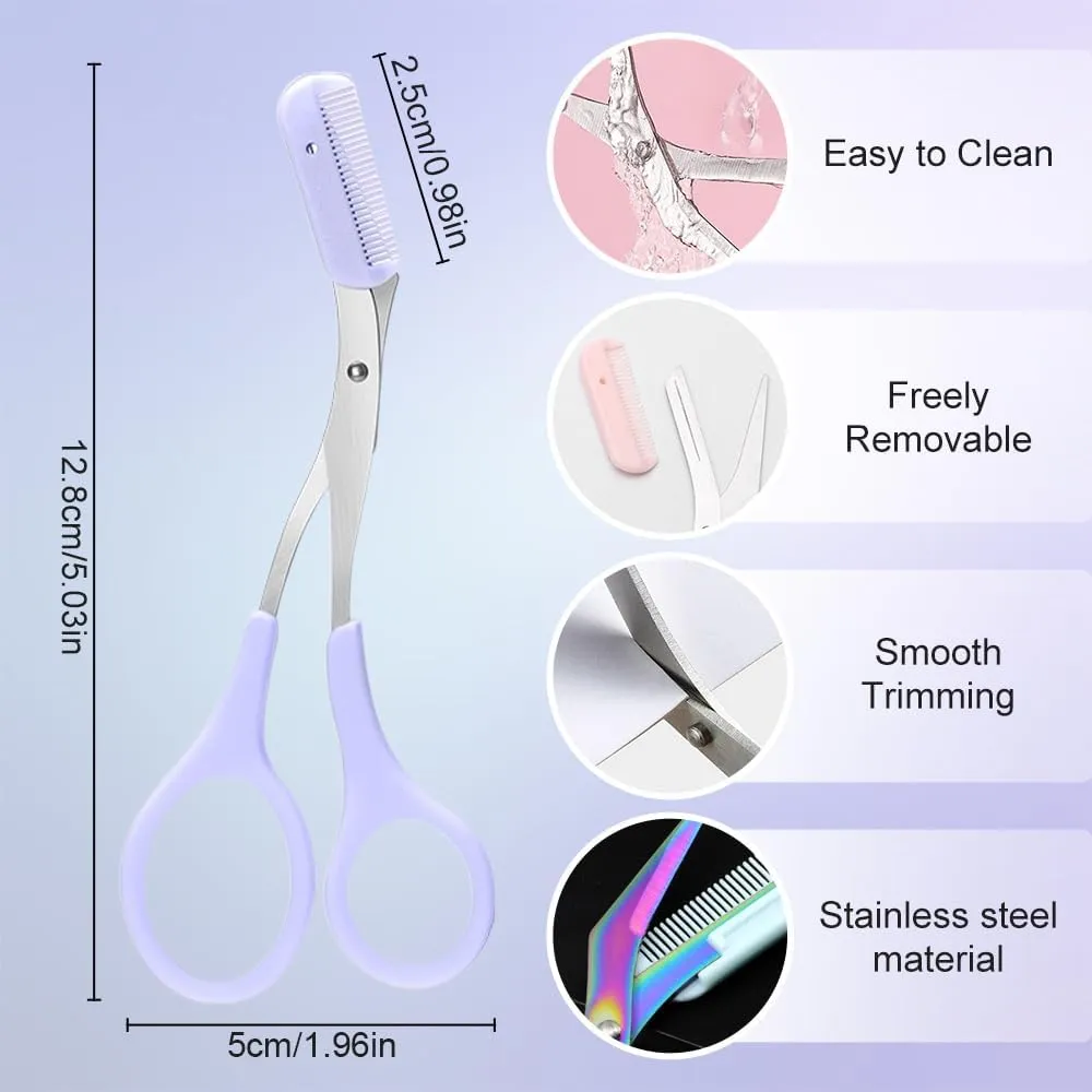 Eyebrow Trimmer Scissor, 2024 New Non-Slip Eyebrow Scissors with Comb, Eyebrow Trimmer for Women Men, Eye Brow Razors Eyebrow Cutter Eye Brow Shaper Trimming Scissors Makeup Tool (Black)