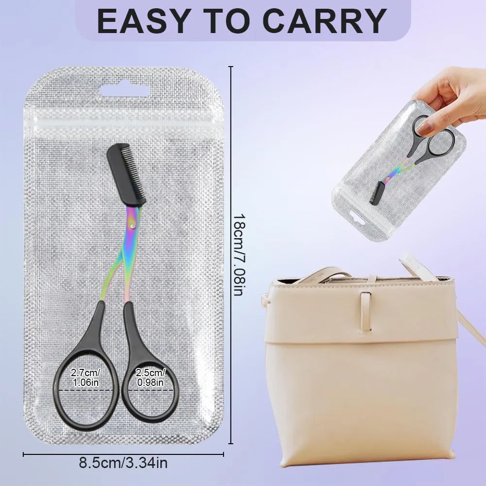 Eyebrow Trimmer Scissor, 2024 New Non-Slip Eyebrow Scissors with Comb, Eyebrow Trimmer for Women Men, Eye Brow Razors Eyebrow Cutter Eye Brow Shaper Trimming Scissors Makeup Tool (White)