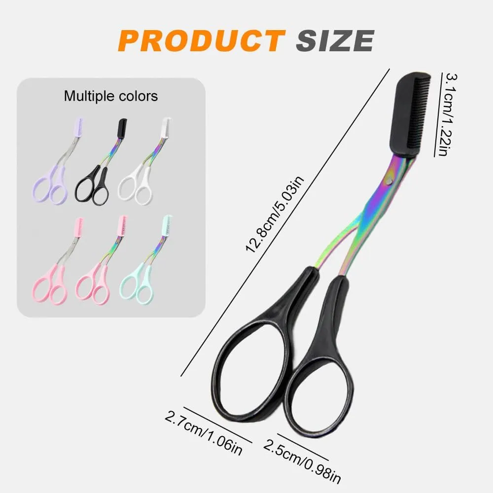 Eyebrow Trimmer Scissor, 2025 New Eyebrow Scissors with Comb Eyebrow Trimmer for Women Men, Eyebrow Trimming Scissors Hair Removal Tool Makeup Tool (Pink-2)